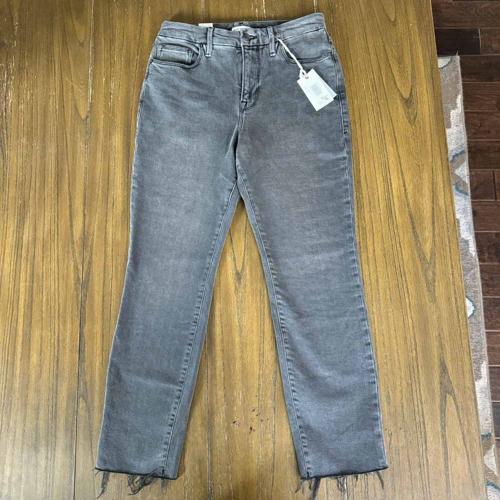 Good American Good Classic high rise black slim jeans